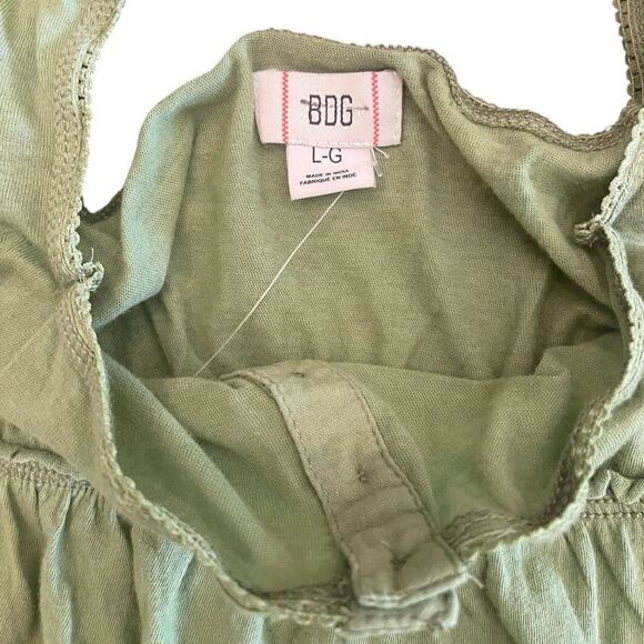 BDG Urban Outfitters Y2K Henley Babydoll Peplum Top L Green Soft Girl Coquette - Picture 5 of 12